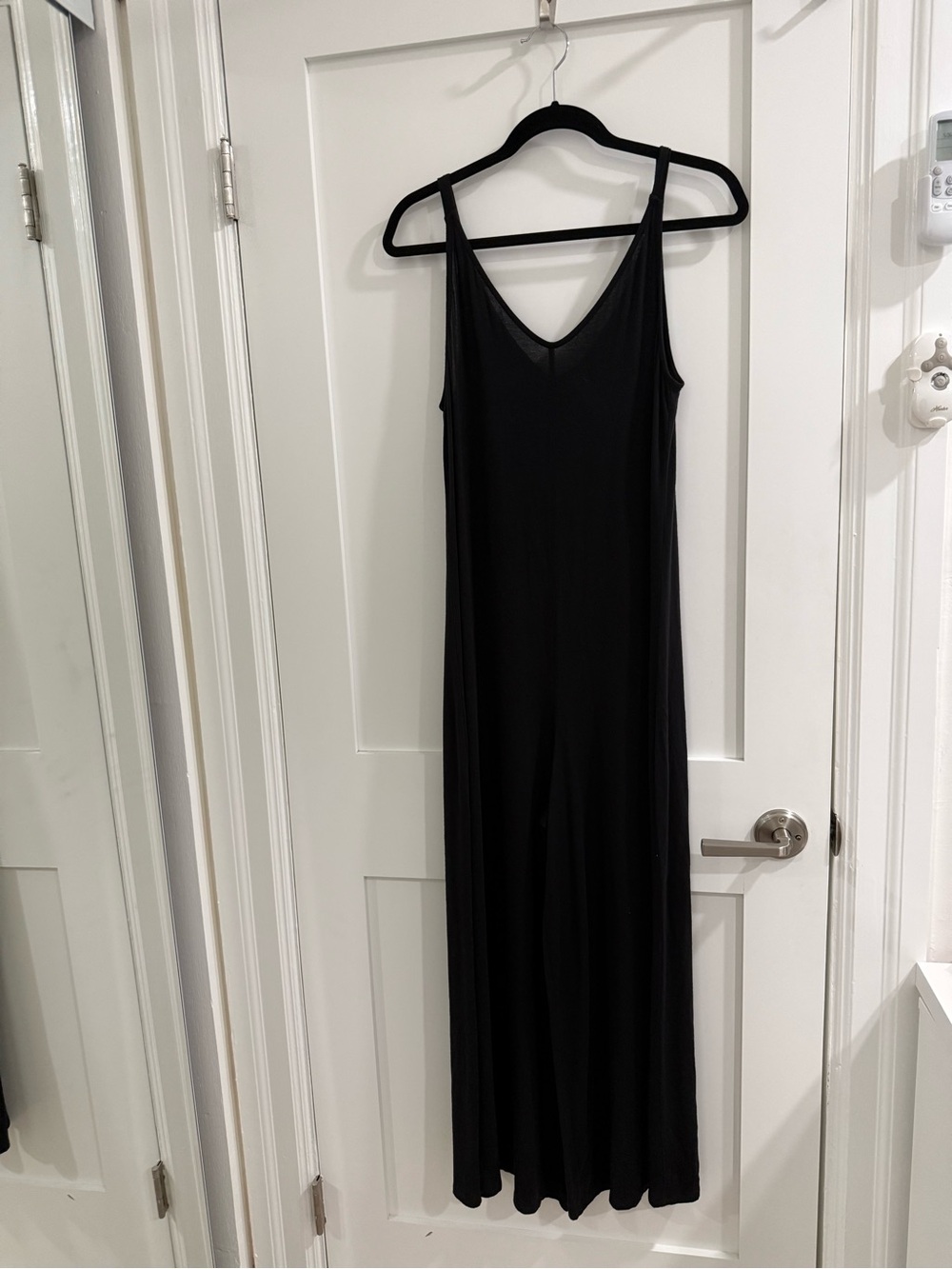 Athleta black nighttime bliss sleep v neck wide leg oversized romper